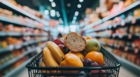 Shopping cart full of groceries