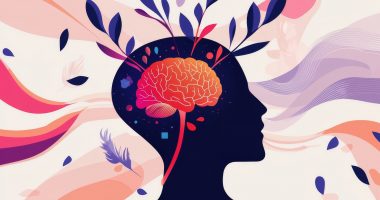 Silhouette of a person with a colourful brain