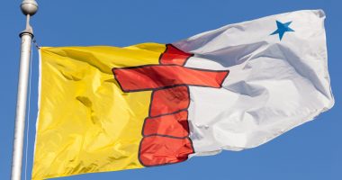 The flag of the Nunavut province of Canada
