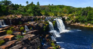 Cachoeira Grande waterfall, on the outskirts of the Serra do Cipó National Park, Minas Gerais state, Brazil