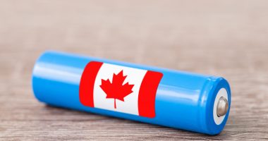 Battery with Canadian flag