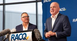 Two RACQ Insurance business leaders speak at a coference.