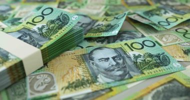 Close up of A$100 notes.