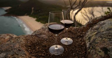 Wine on a cliff, presumably it isn't windy
