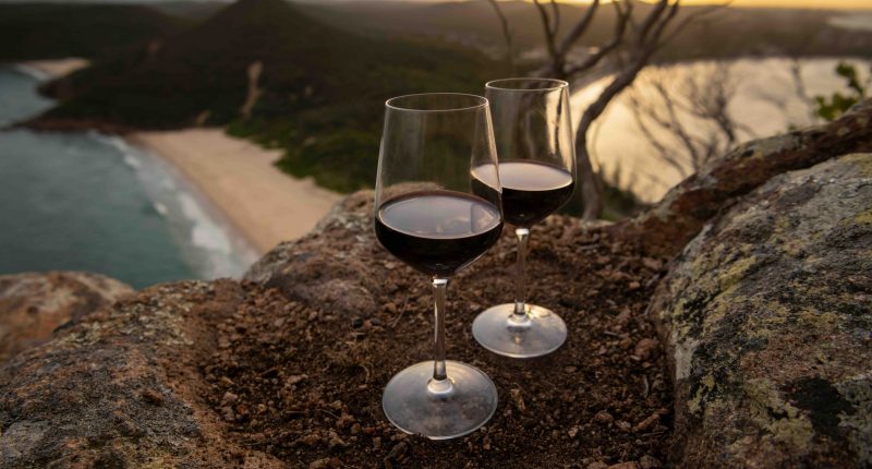 Wine on a cliff, presumably it isn't windy