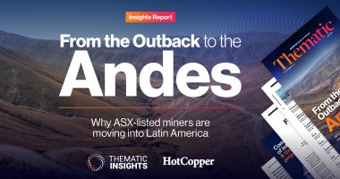 Front cover to Thematic Insights report, April 2025, From the Outback to the Andes: Why ASX-listed miners are moving into Latin America