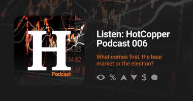 HotCopper Podcast Graphic which reads Episode 006 with copy about the markets being in the red.