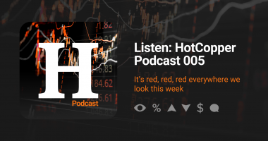 HotCopper Podcast Graphic which reads Episode 005 with copy about the markets being in the red.